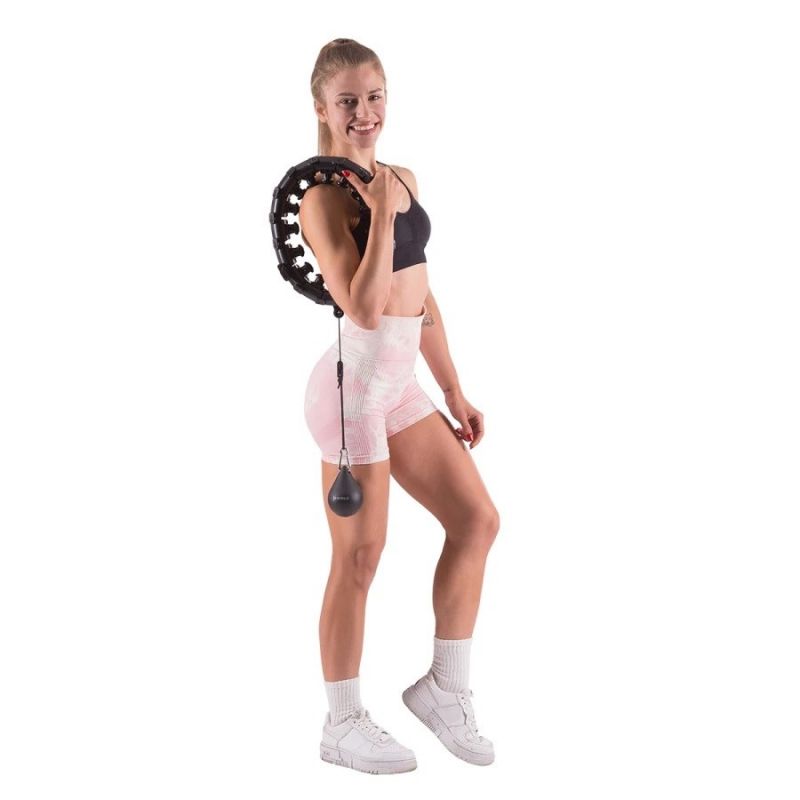 HMS Plus size hula hoop HHW12 with studs and weight, black fekete 17-44-526