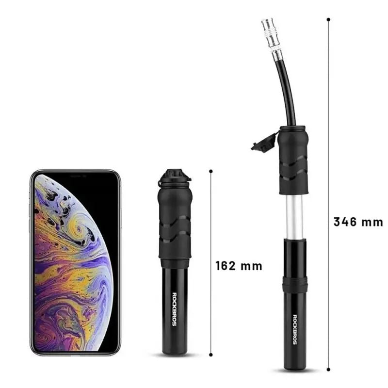 HP Rockbros Mini Hand Bicycle Pump with Presta & Schrader Hose - Black fekete pumpa 304004-203534