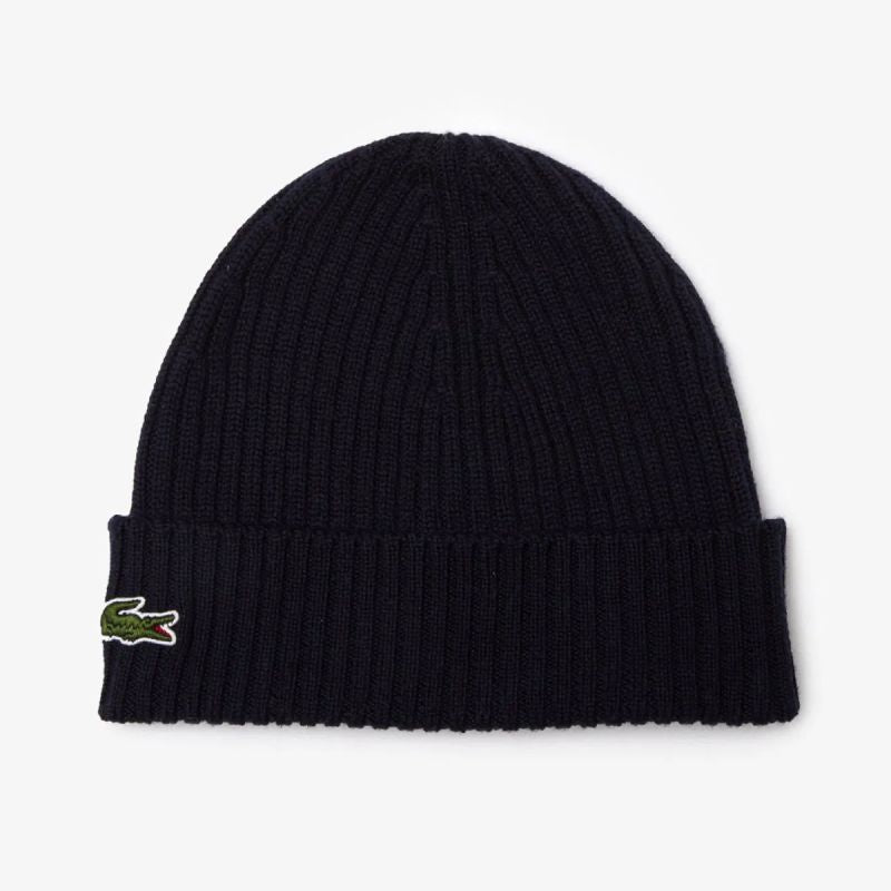 Lacoste Ribbed Wool Beanie Navy - kék kötött sapka RB0001-166
