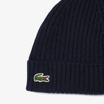 Lacoste Ribbed Wool Beanie Navy - kék kötött sapka RB0001-166