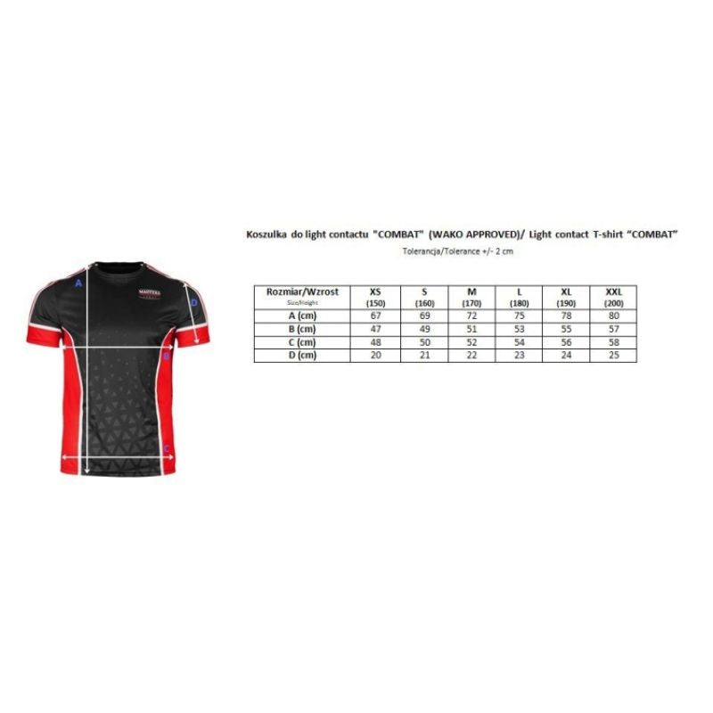 MASTERS FIGHT EQUIPMENT MASTERS "COMBAT" Light Contact T-Shirt (WAKO APPROVED) póló 04885-C-M