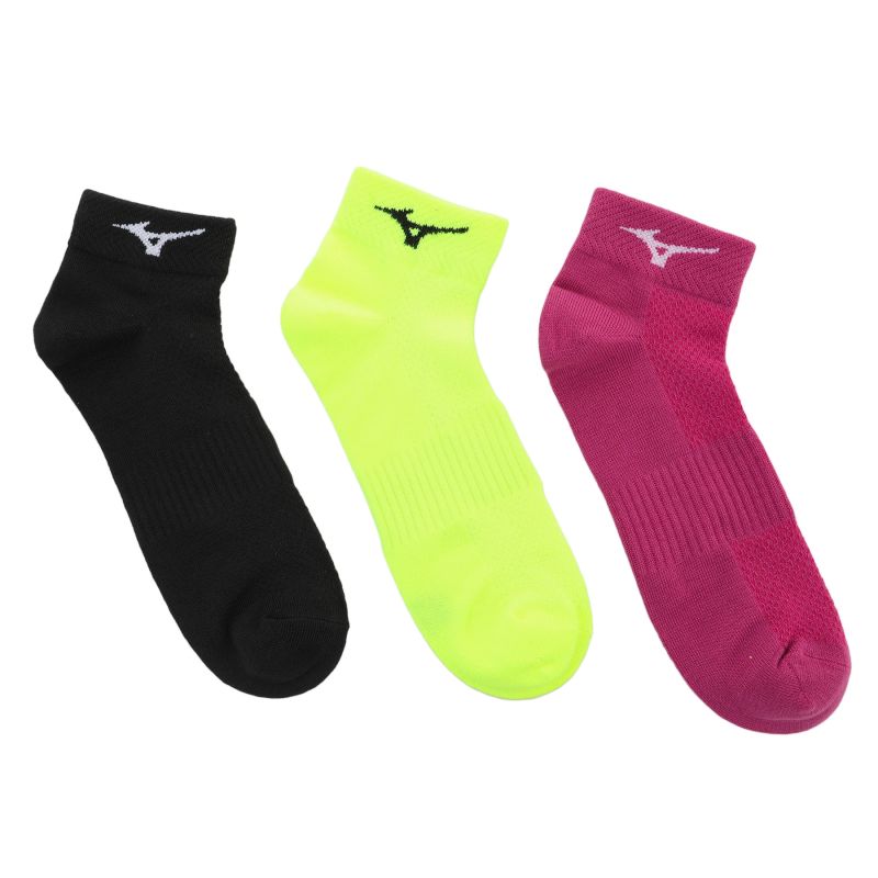 Mizuno Socks Training Mid 3p Nlime/Fuchsia/Black size: l zokni 67XUU950-88