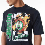 New Era Boston Celtics NBA Flame Print Black Oversized férfi póló