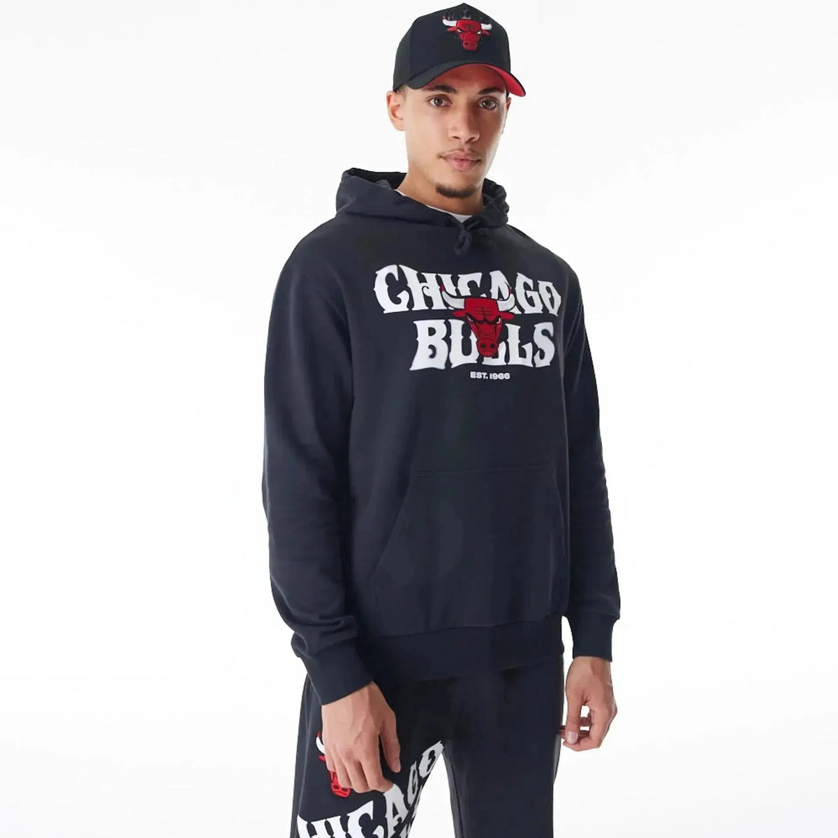 New Era Chicago Bulls NBA Graphic Black Oversized kapucnis pulóver