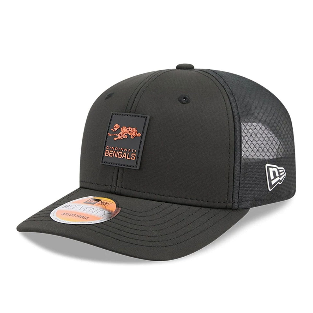 New Era Cincinnati Bengals NFL Sideline 2025 Black 9SEVENTY Trucker Stretch Snap - baseball sapka