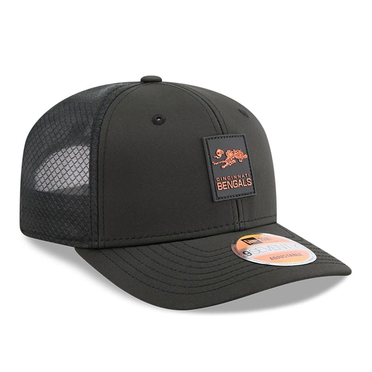 New Era Cincinnati Bengals NFL Sideline 2025 Black 9SEVENTY Trucker Stretch Snap - baseball sapka