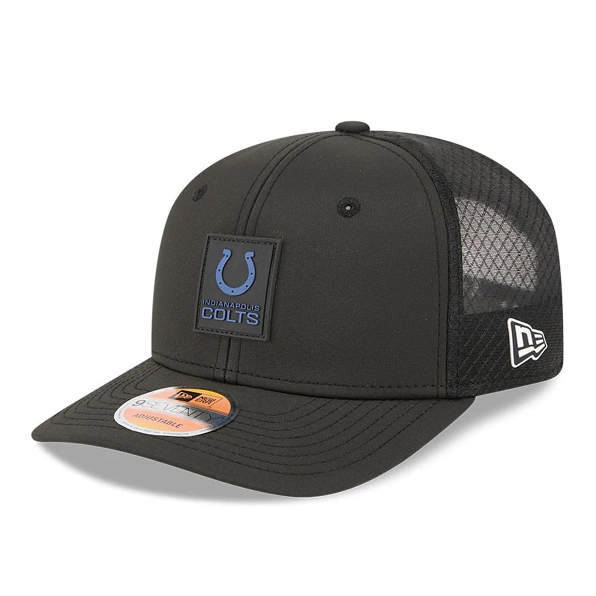 New Era Indianapolis Colts NFL Sideline 2025 Black 9SEVENTY Trucker Stretch Snap - baseball sapka