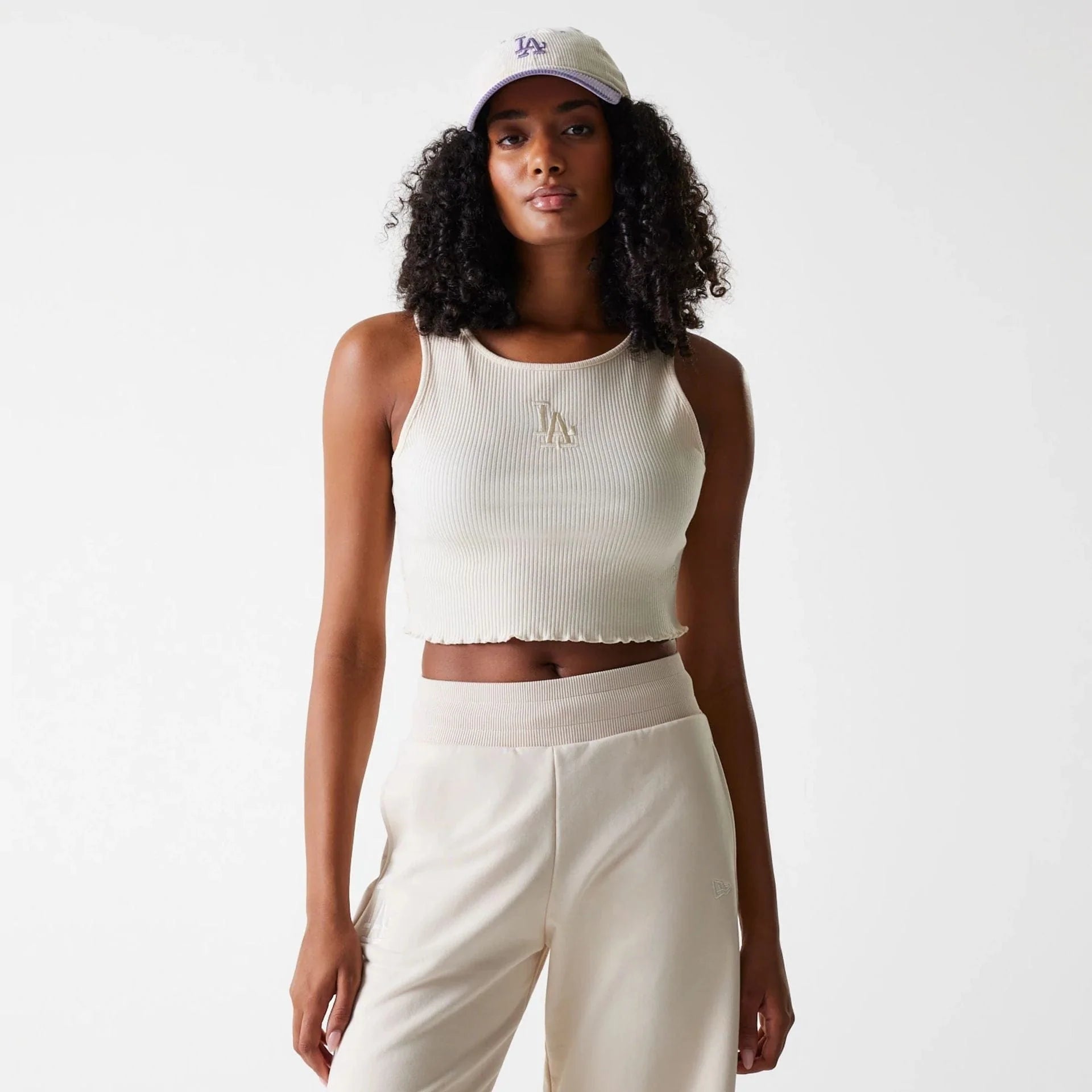New Era LA Dodgers Womens MLB Rib Light Beige Rib Tank Top