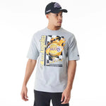 New Era LA Lakers NBA Flame Print Grey Oversized férfi póló
