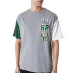 New Era Milwaukee Bucks NBA Cut Sew Grey Oversized férfi Póló