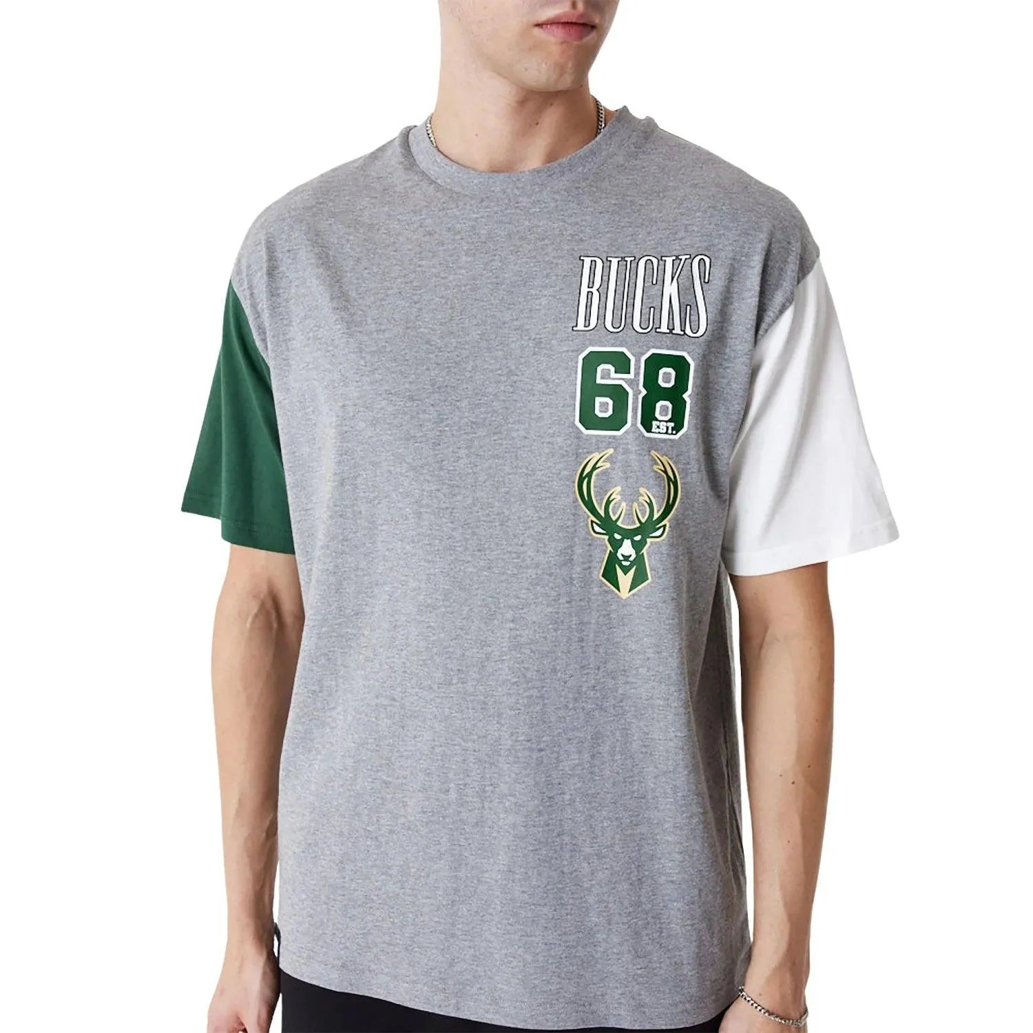 New Era Milwaukee Bucks NBA Cut Sew Grey Oversized Póló - Sportmania.hu