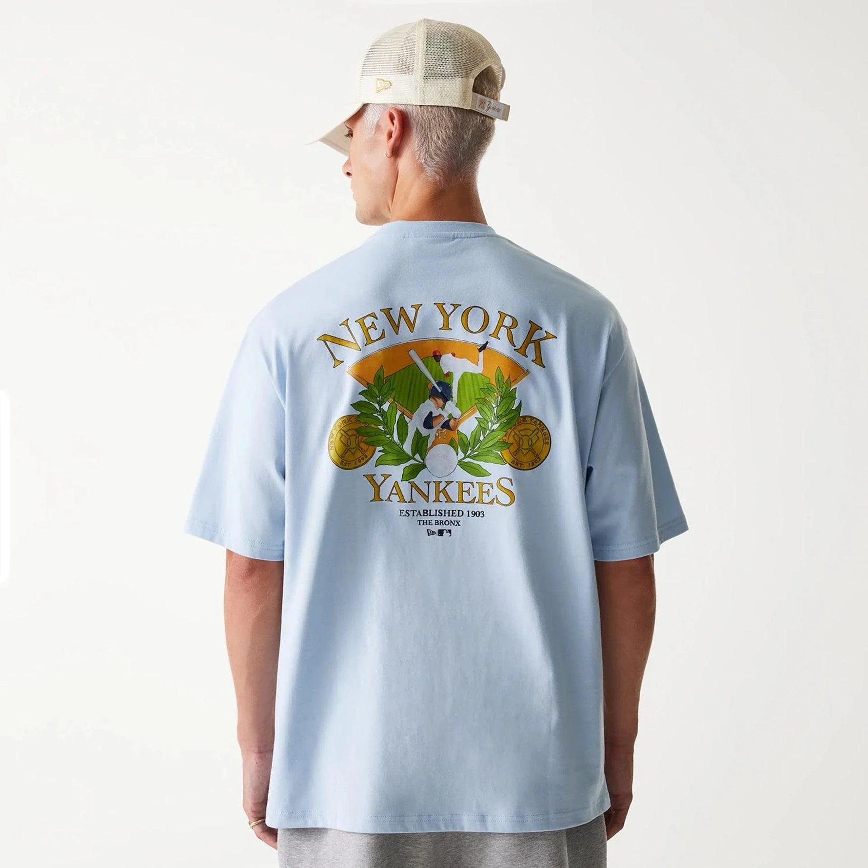 New Era New York Yankees MLB Baseball Graphic Pastel Blue Oversized póló - Sportmania.hu