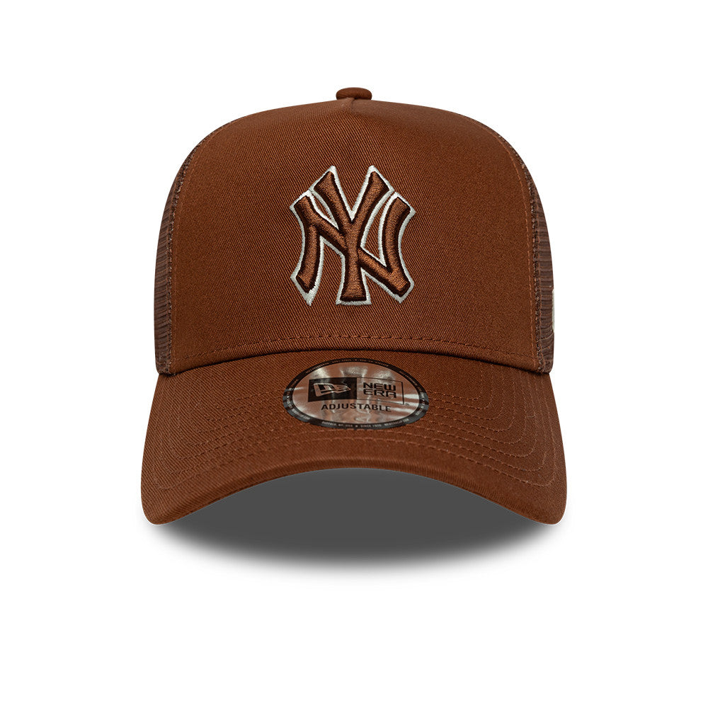 New Era New York Yankees MLB Outline Brown 9FORTY E-Frame Trucker sapka
