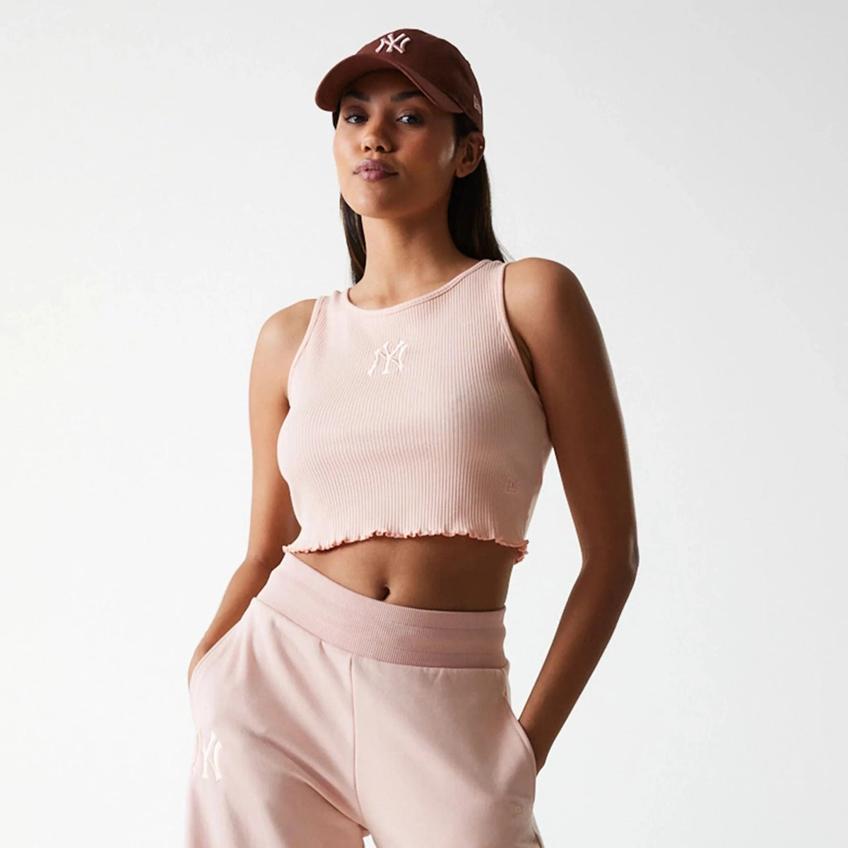 New Era New York Yankees Womens MLB Rib Pastel Pink Rib Tank Top