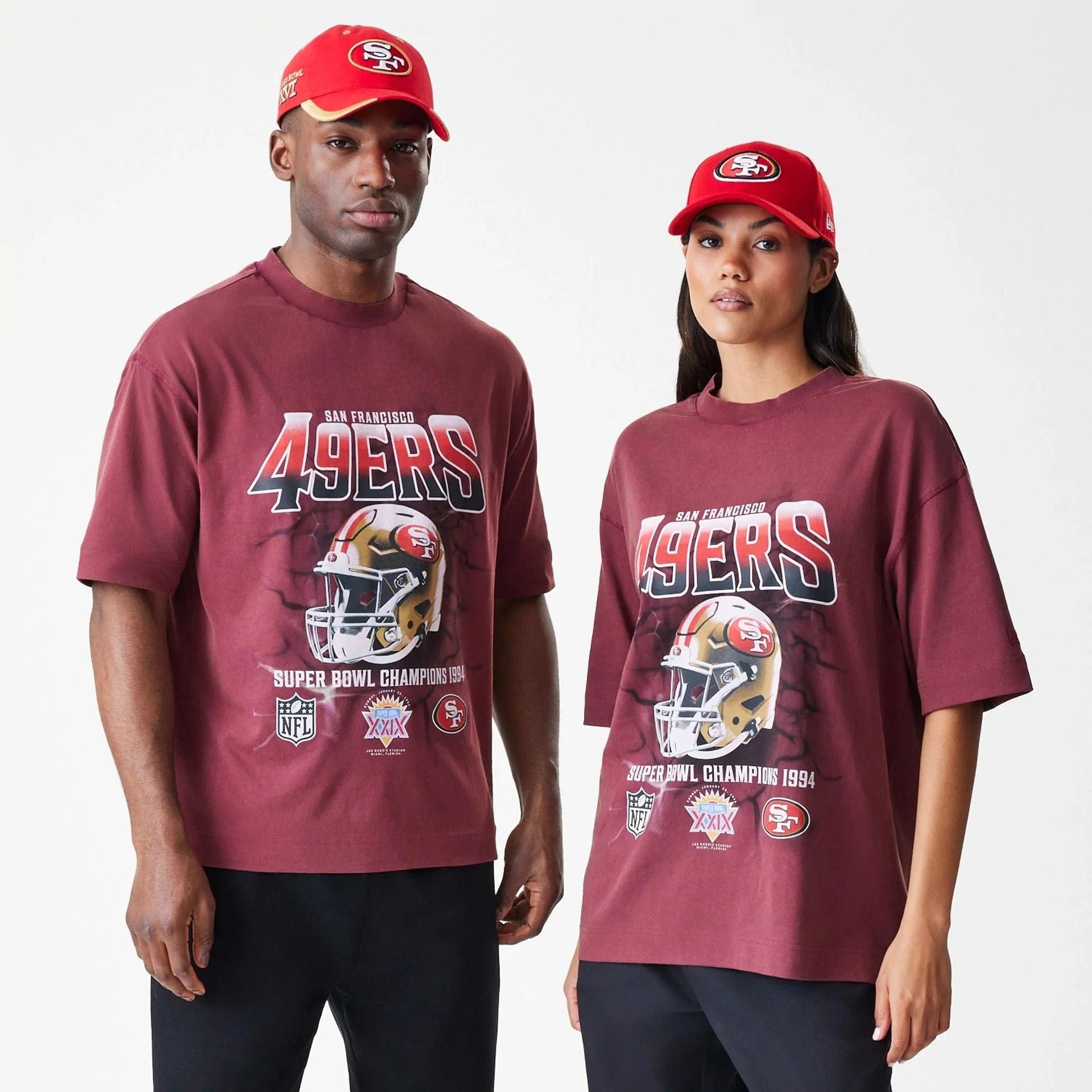 New Era San Francisco 49ers NFL Washed Boxy Dark Red Oversized unisex póló