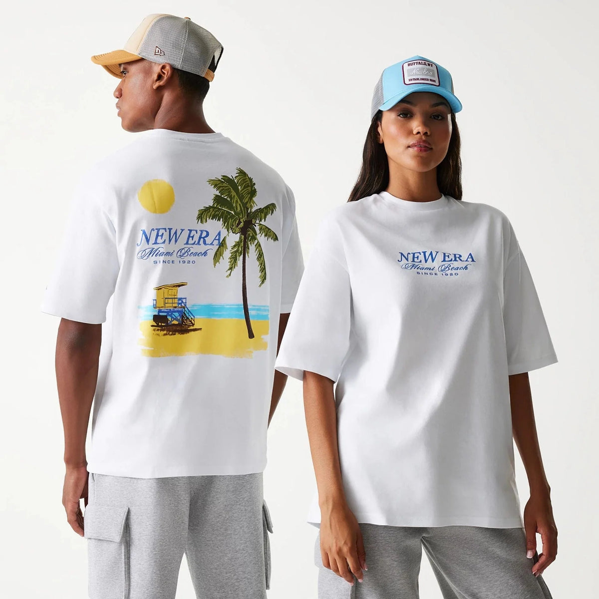 New Era Vacation Graphic White Oversized férfi póló