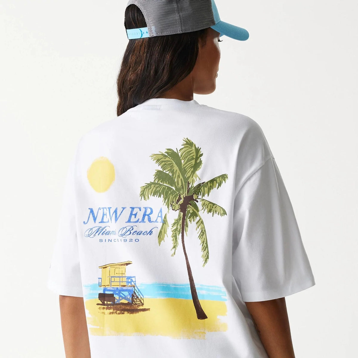 New Era Vacation Graphic White Oversized férfi póló