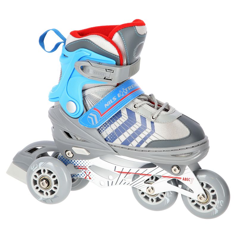 Nils Extreme 4in1 GREY- SIZE M(34-38) ROLLER SKATES WITH HOCKEY SLEEVE kék görkorcsolya