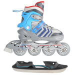 Nils Extreme 4in1 GREY- SIZE M(34-38) ROLLER SKATES WITH HOCKEY SLEEVE kék görkorcsolya