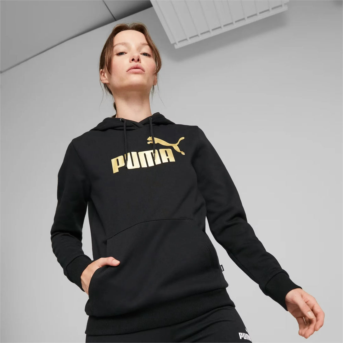 Puma ESS+ Metallic Logo kapucnis , női Pulóver - Sportmania.hu