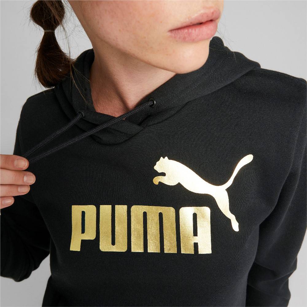 Puma ESS+ Metallic Logo kapucnis pulóver, női - Sportmania.hu