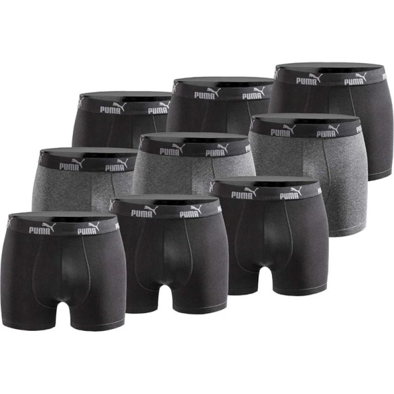 Puma Men's Boxer Briefs 9-Pack Black Comfortable Cotton szürke férfi alsónemű