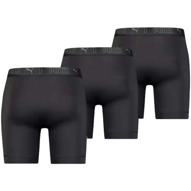 Puma Men's Boxer Briefs Long 3-Pack Comfortable fekete férfi alsónemű