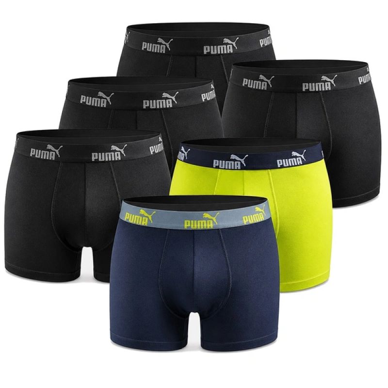 Puma Men's Boxershorts 6-Pack Black Green Navy kék férfi ruházat 7012182544732