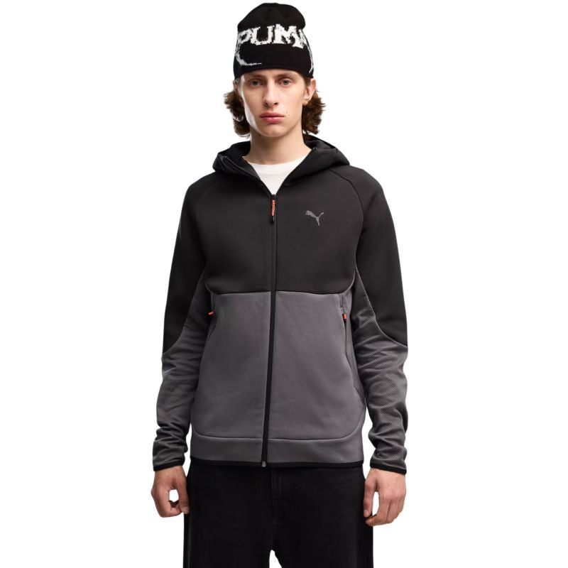 Puma Men’s Tech Slim Elevated black-grey hoodie 693951 férfi kapucnis pulóver, szürke