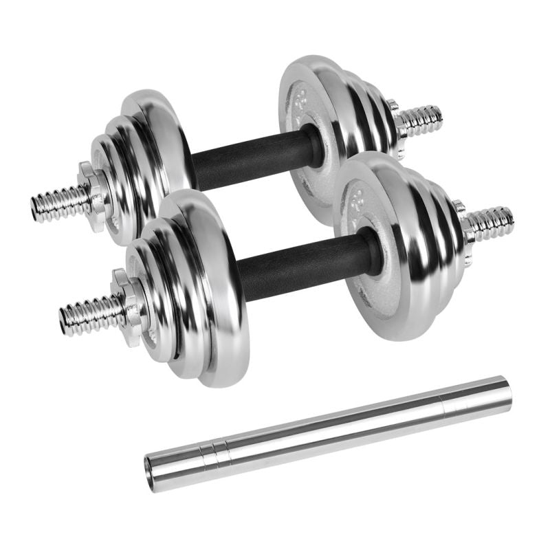 Rebel ACTIVE Adjustable Chrome Dumbbells In Case With Bar, 20 Kg Set RBA-2326-20