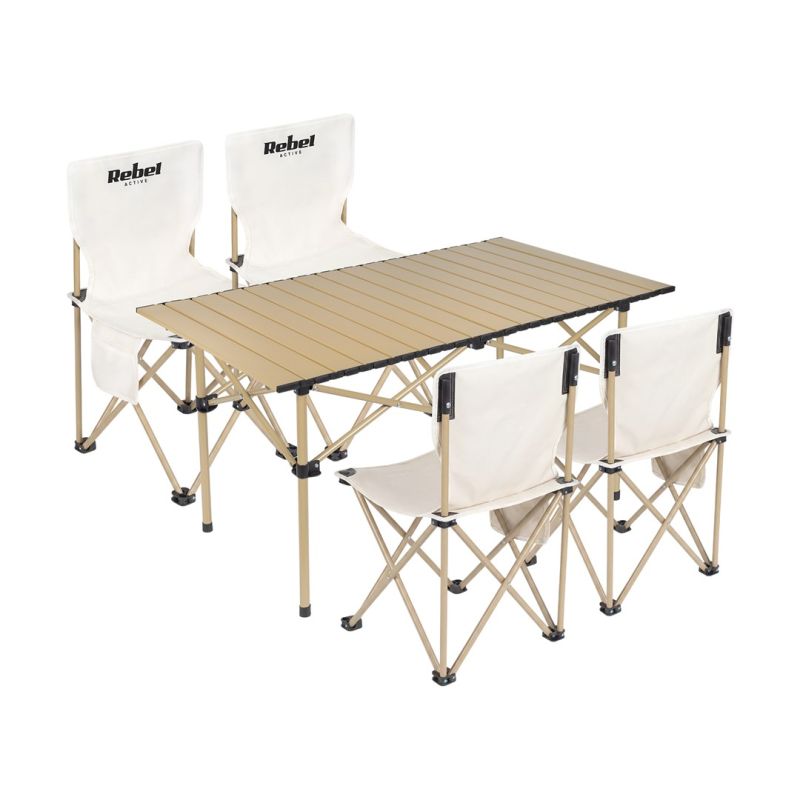 Rebel ACTIVE Tourist beach set, table + 4 chairs, metal frame RBA-5600