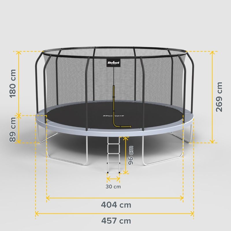 Rebel ACTIVE Trampoline Pro 15ft/457cm, Net, Ladder RBA-8005