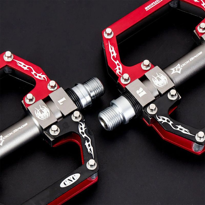 Rockbros 2010- Aluminum Bicycle Pedals with Sealed Bearings - Black and Red piros