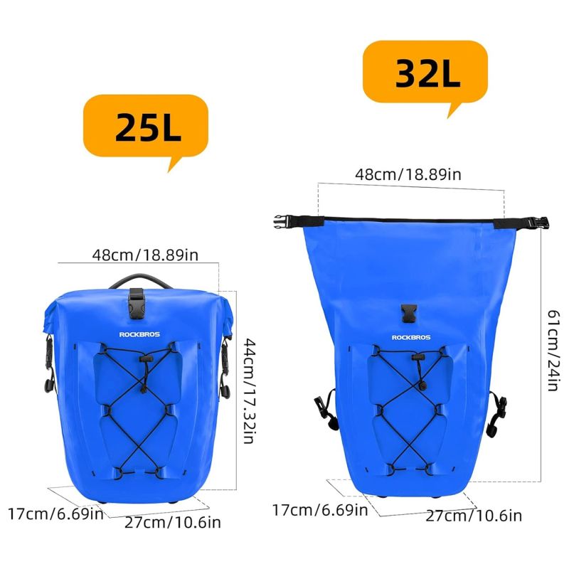 Rockbros 30140022004 Waterproof Bicycle Bag 25-32L - kék