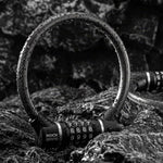 Rockbros 87639-4 bicycle lock with code and steel cable - black fekete