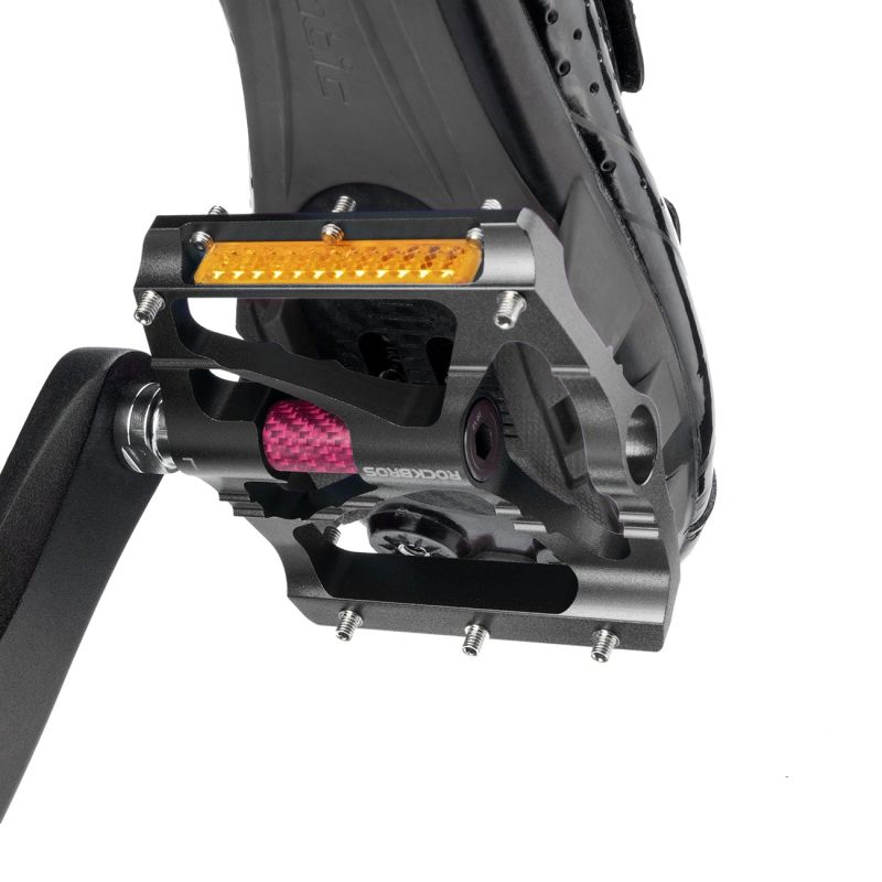 Rockbros Aluminum Reflective Platform Bicycle Pedals - Black fekete