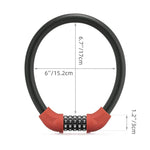 Rockbros bicycle lock with code, steel cable, 85 cm - red czerwony