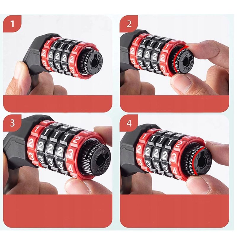 Rockbros bicycle lock with combination 1.8 m - fekete