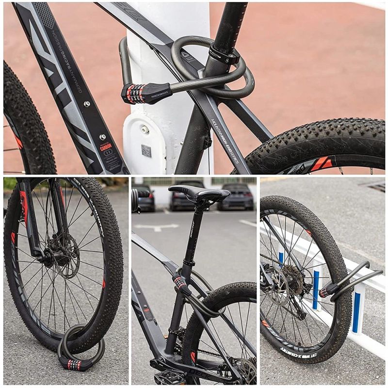 Rockbros bicycle lock with combination 1.8 m - fekete