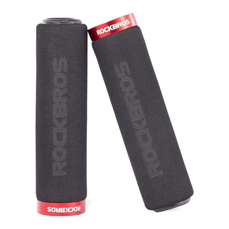 Rockbros Foam Bicycle Grips for Handlebars – Black and Red piros zokni Rockbros-BT1001BKRD