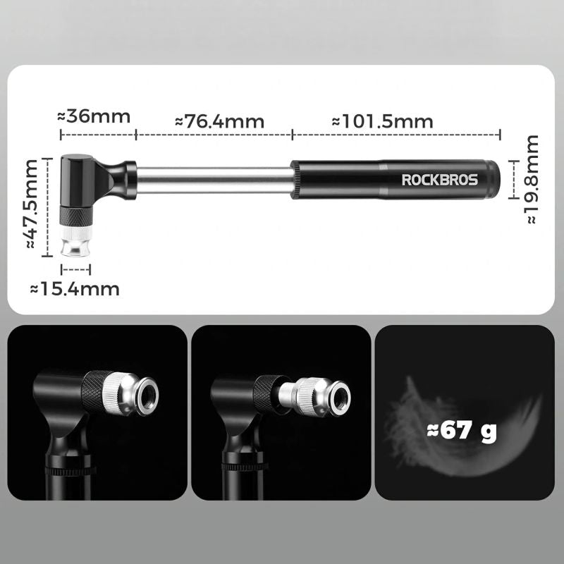 Rockbros JG-PB-11 Tool Kit with Pump and Spoon Patch Multitool - Black fekete készlet