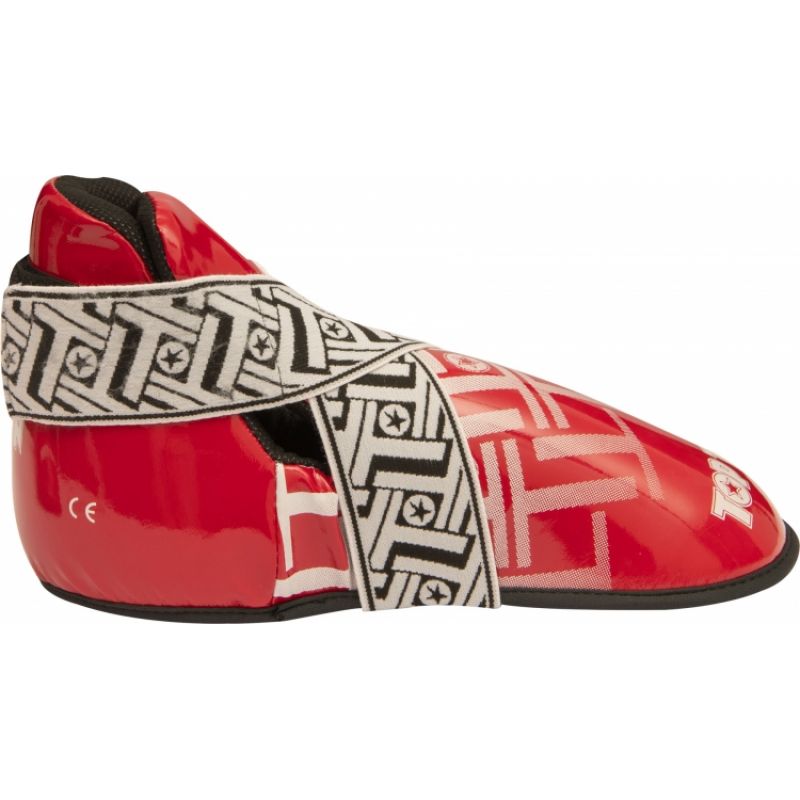 TOP TEN OSTT-PU "SUPERLIGHT PRISM" Foot Protectors (WAKO APPROVED) czerwony+m védőfelszerelés