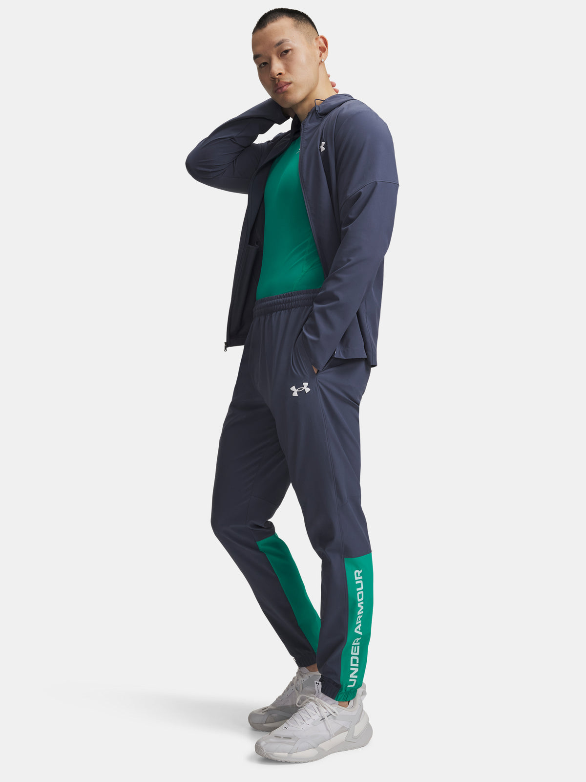 Under Armour Férfi sportnadrág UA Tech Utility Woven nadrág, szürke