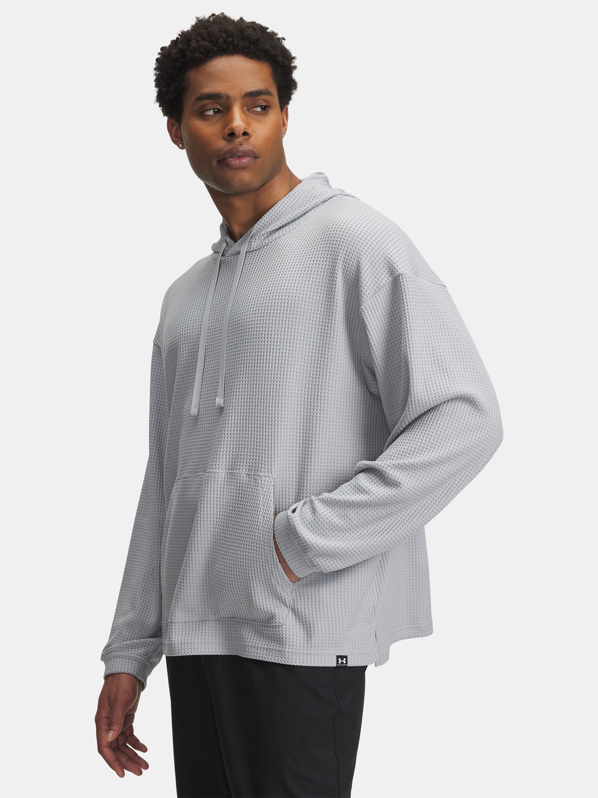 Under Armour Férfi UA Rival Waffle Hoodie-GRY Pulóver
