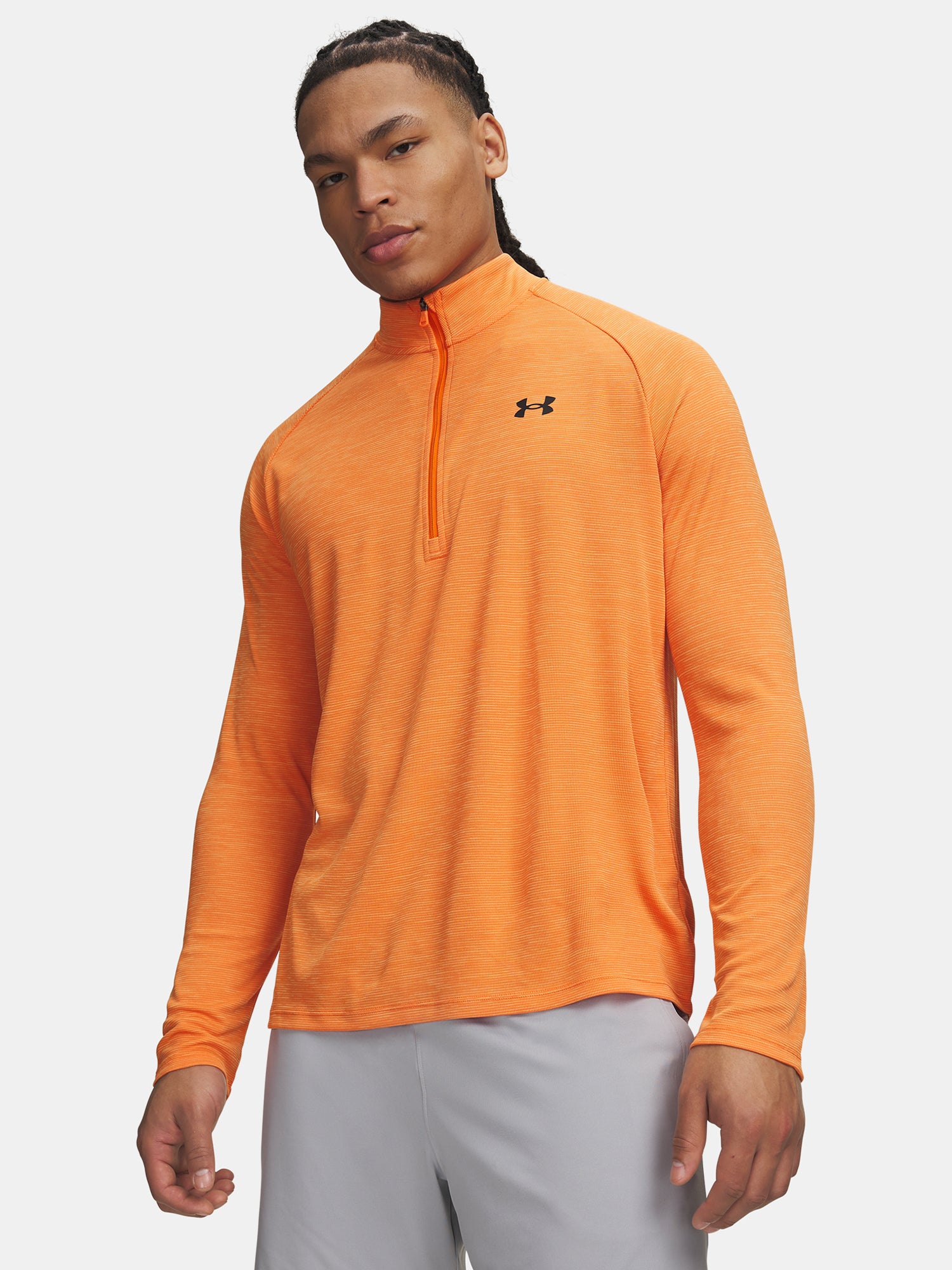 Under Armour Férfi UA Tech Textured 1/2 Zip narancssárga póló