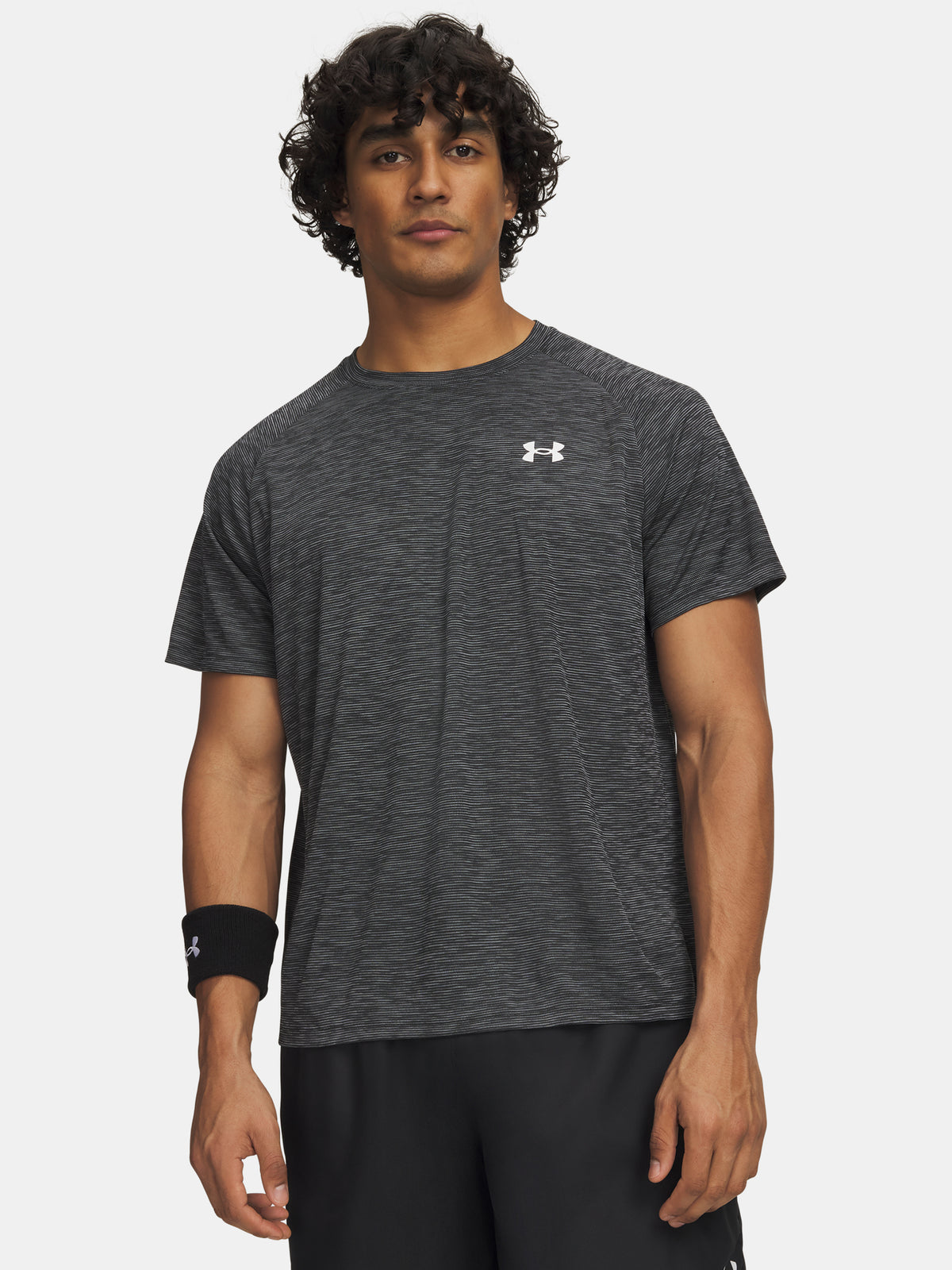 Férfi Under Armour UA Tech Textured SS-BLK szürke póló