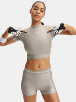 Under Armour Nõi HeatGear Crop Mock SS-BRN póló