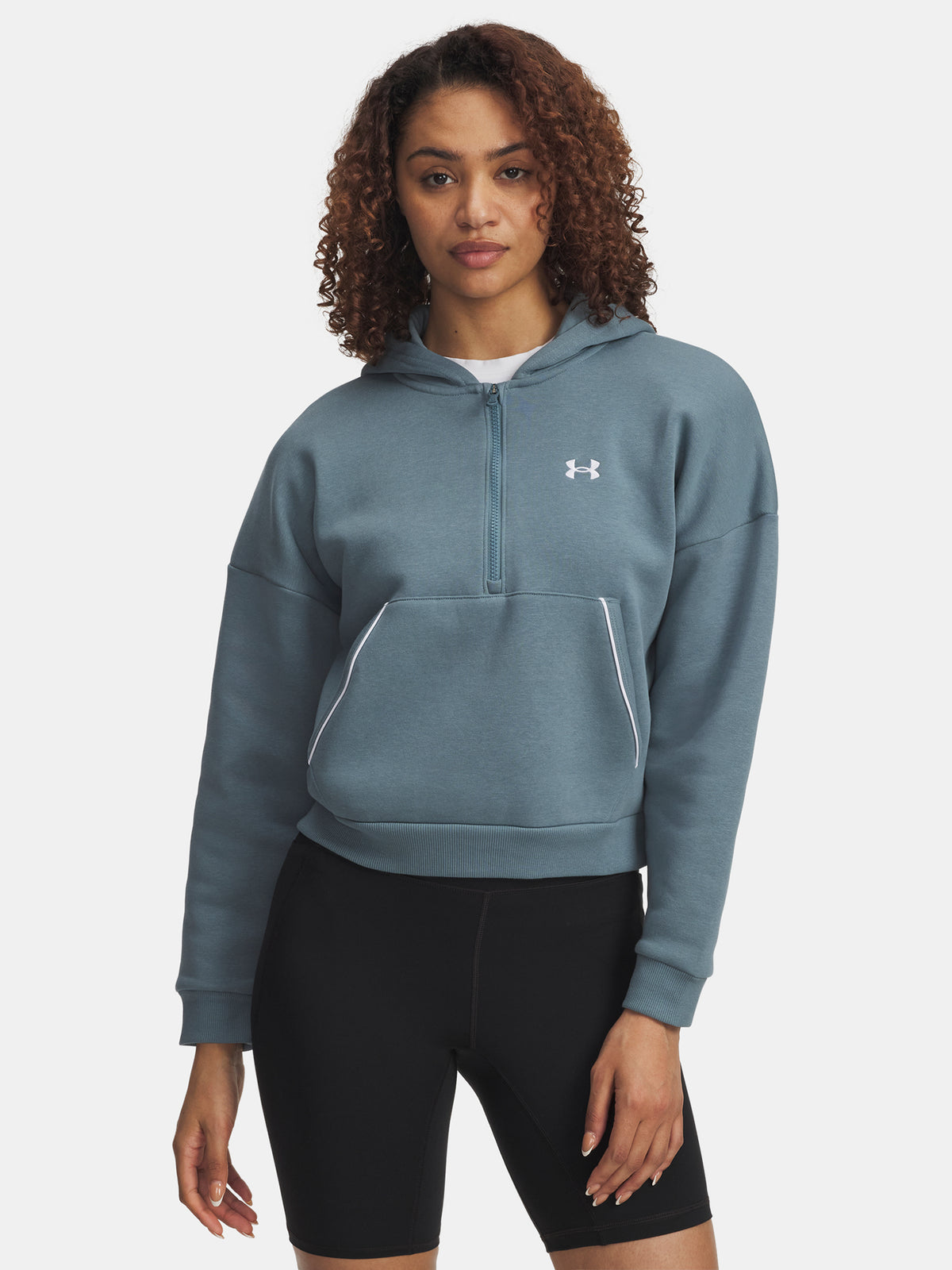 Under Armour Nõi Rival Flc Piped HZ Hoodie-BLU Pulóver