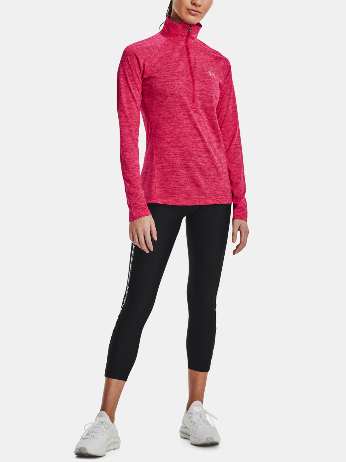 Under Armour Nõi Tech 1/2 Zip - Twist póló, rózsaszín