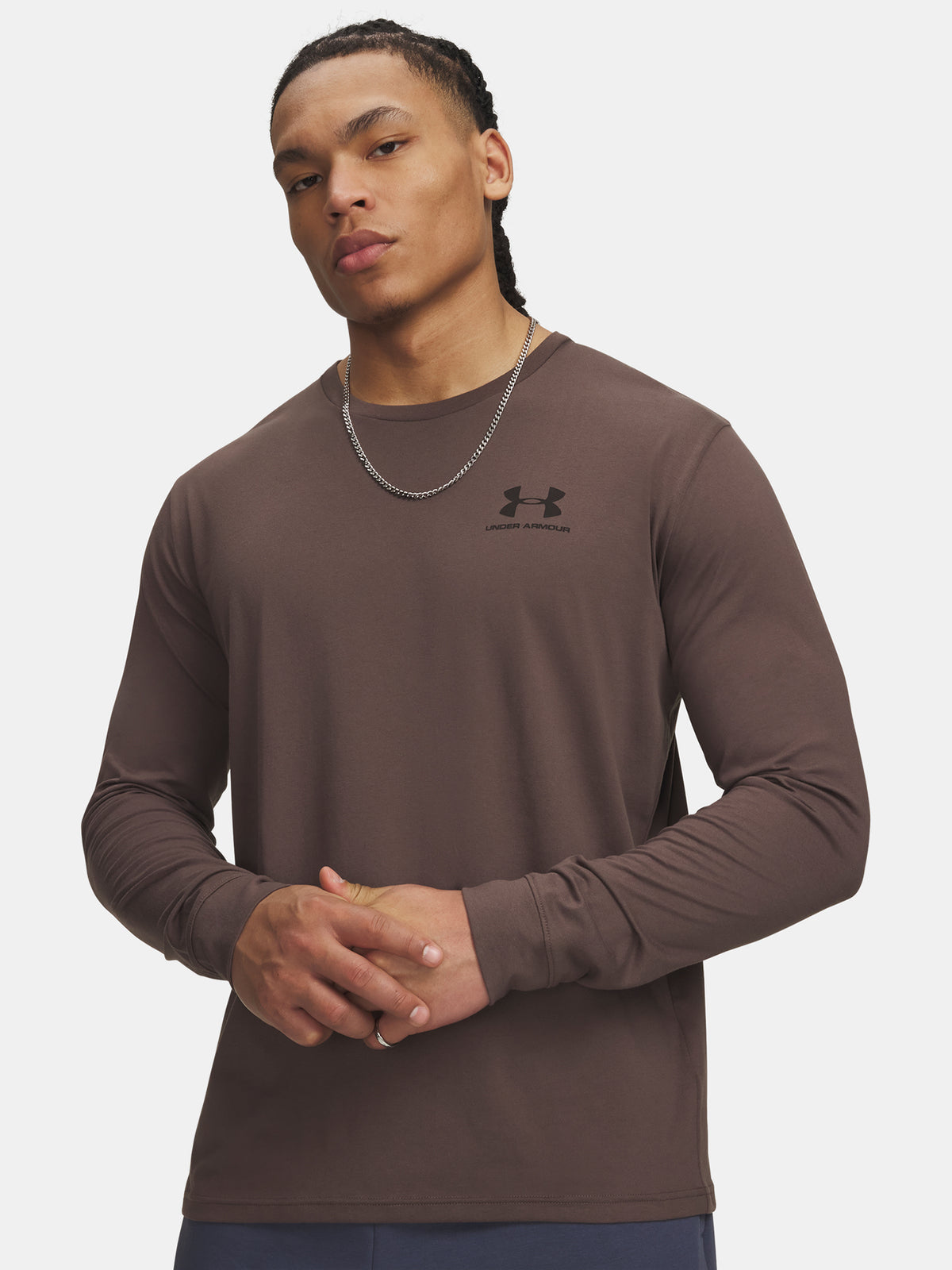 Under Armour UA SPORTSTYLE LEFT CHEST LS barna férfi póló